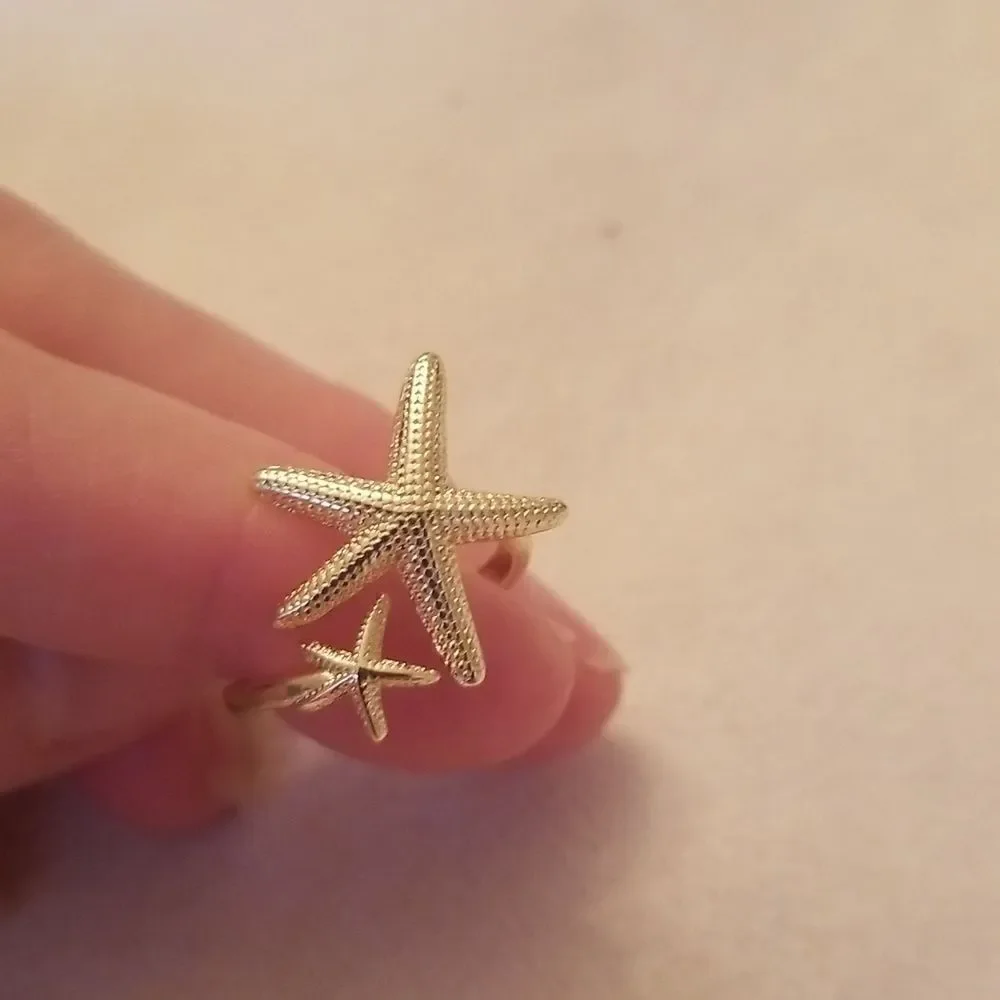 Starfish cuff ring gold tone